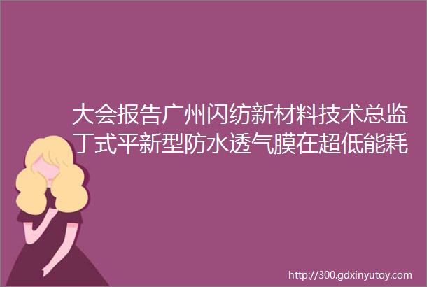 大会报告广州闪纺新材料技术总监丁式平新型防水透气膜在超低能耗建筑的应用