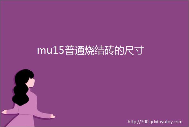 mu15普通烧结砖的尺寸