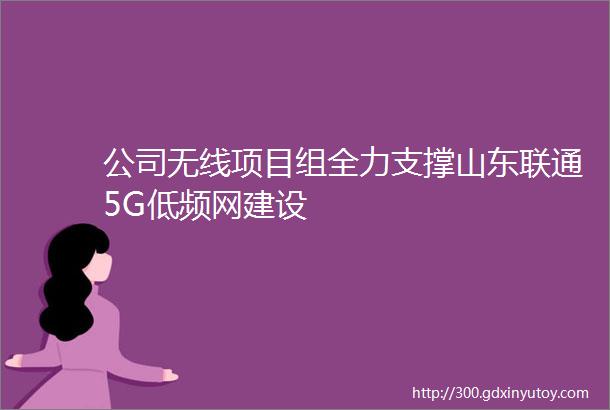 公司无线项目组全力支撑山东联通5G低频网建设