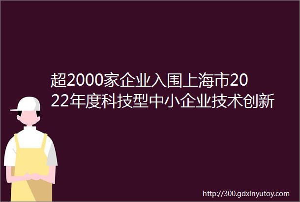 超2000家企业入围上海市2022年度科技型中小企业技术创新资金计划拟立项项目公示