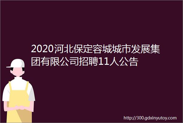 2020河北保定容城城市发展集团有限公司招聘11人公告