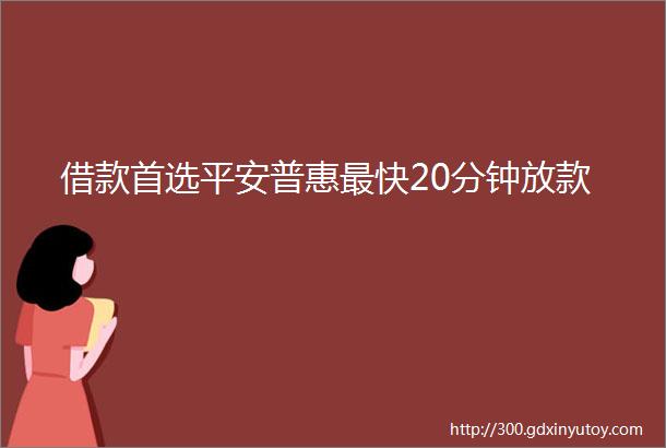 借款首选平安普惠最快20分钟放款