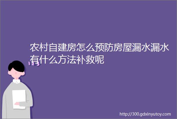 农村自建房怎么预防房屋漏水漏水有什么方法补救呢